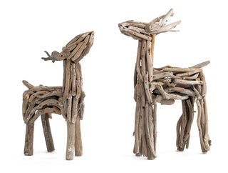 9" & 11" Driftwood Reindeer  (White Wash) - Taryn x Philip Boutique