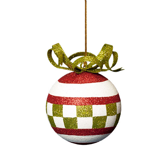 4" Checkered Ball Ornament (Multi) - Taryn x Philip Boutique