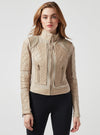 Blanc Noir Leather Mesh Moto Jacket - Taryn x Philip Boutique