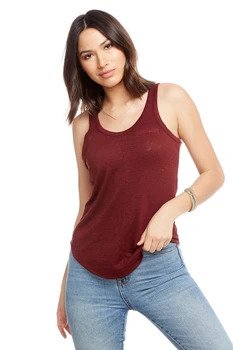 Chaser Brand Linen Jersey Double Scoop Shirttail Tank