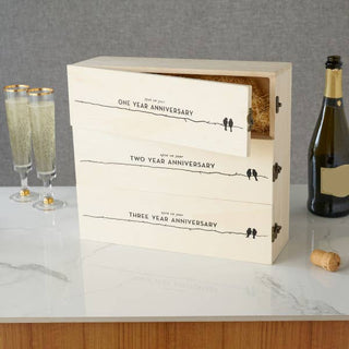 Newlywed's Anniversary Wooden Wine Box by Twine® - Taryn x Philip Boutique