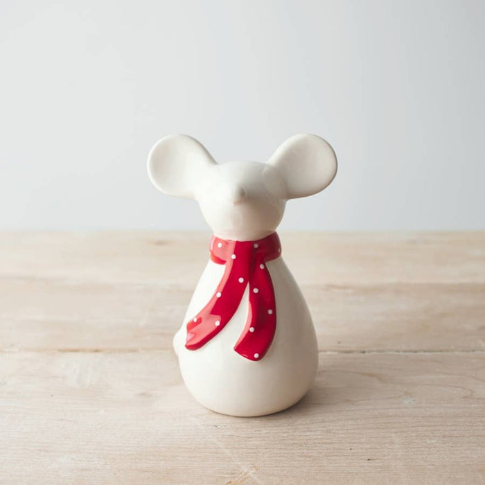 White Ceramic Mouse With Scarf - Taryn x Philip Boutique