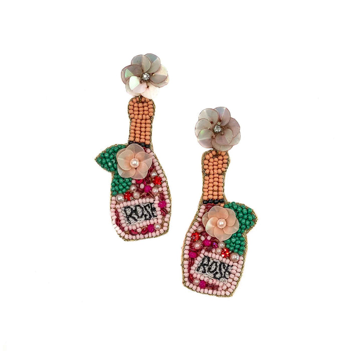 Love Bug Apparel - Rosé Bottle Beaded Earrings