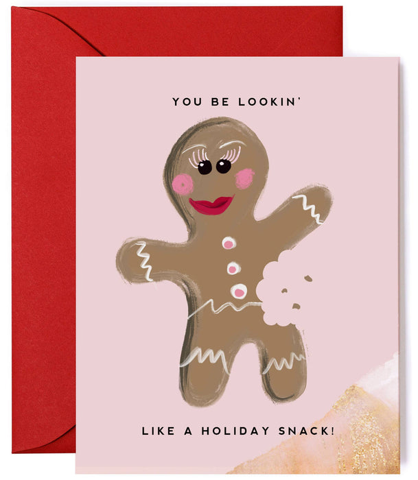 Holiday Snack - Funny & Stylish Gingerbread Christmas Card - Taryn x Philip Boutique