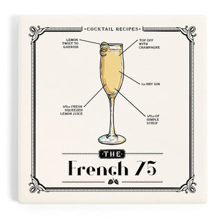 Lantern Press - CERAMIC COASTER Prohibition, Cocktail Recipe, French 75