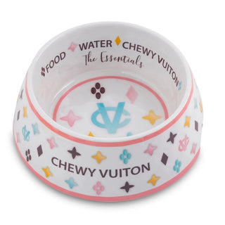 Medium White Chewy Vuiton Dog Bowl - Taryn x Philip Boutique
