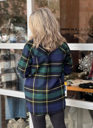 RD Style Plaid Woven Shirt Jacket - Green/Blue - Taryn x Philip Boutique