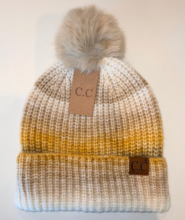 C.C Ombre Beanie with Faux Fur Pom - Taryn x Philip Boutique