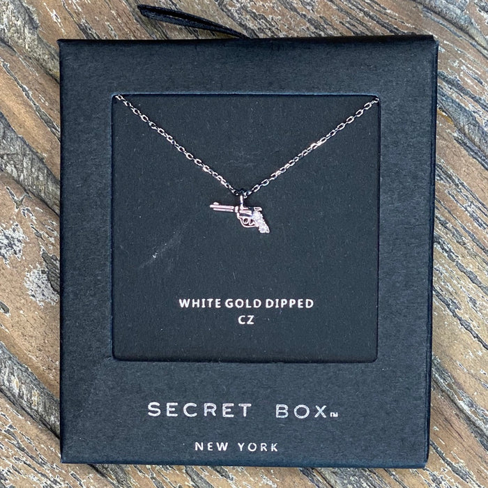 CZ Gold Dipped Western Gun Necklace