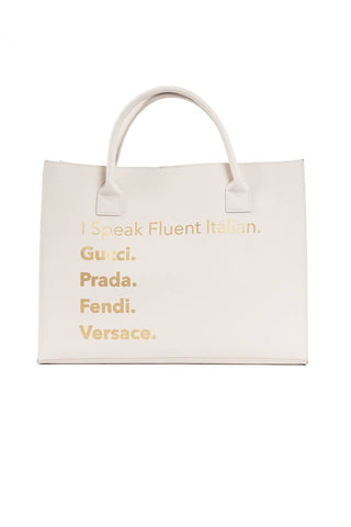 MODERN VEGAN TOTE - Fluent Italian (Ivory) - Taryn x Philip Boutique