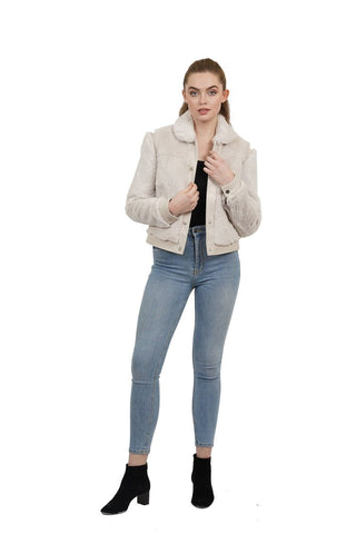 Love Token Cami Genuine Real Sheared Rex Rabbit Fur Jacket w/Leather Trim - Taryn x Philip Boutique