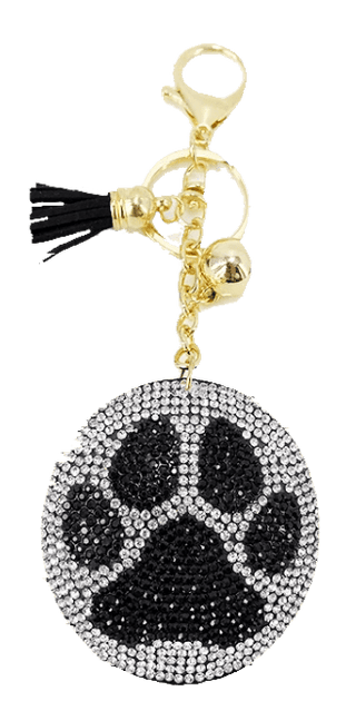 PET PAW BLACK RHINESTONE KEY CHAIN - Taryn x Philip Boutique