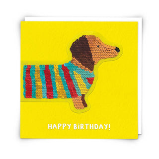 Sequin Dog Card with Reusable Reversible Sequin Patch - Taryn x Philip Boutique