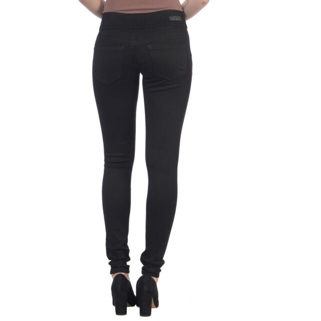 Lola Jeans Anna Mid-Rise Pull On Skinny Jeans in Black