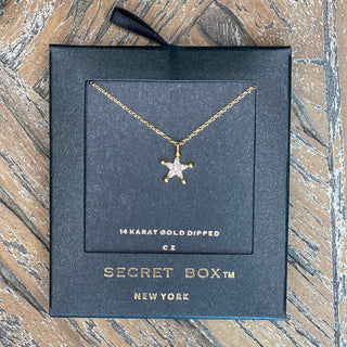 CZ Gold Dipped Cowboy Badge Necklace - Taryn x Philip Boutique