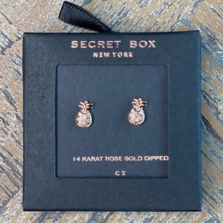 Gold and CZ Pineapple Earring Studs - Taryn x Philip Boutique