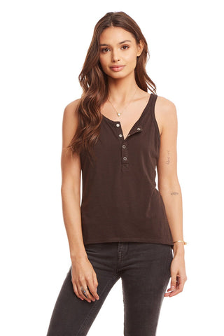 Chaser Brand Vintage Jersey Snap Front Hi-Lo Henley Baby Tank - Taryn x Philip Boutique