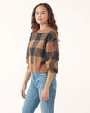 Splendid Aurora Plaid Sweater in Caramel Heather Charcoal - Taryn x Philip Boutique