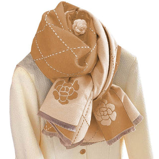 Scarf- Flower- Camel - Taryn x Philip Boutique