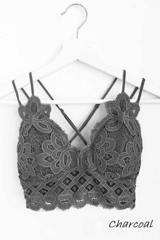 Scalloped Lace Cami Bralette - Grey - Taryn x Philip Boutique