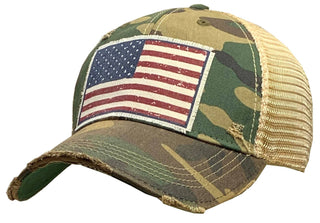 American Flag USA Distressed Trucker Baseball Cap - Taryn x Philip Boutique